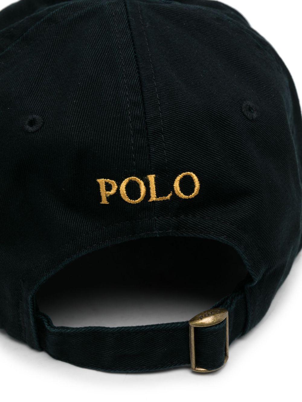 Embroidered-logo cotton baseball cap<BR/><BR/><BR/> 710903105 001POLO BLACK W/GOLD PP POLO RALPH LAUREN 