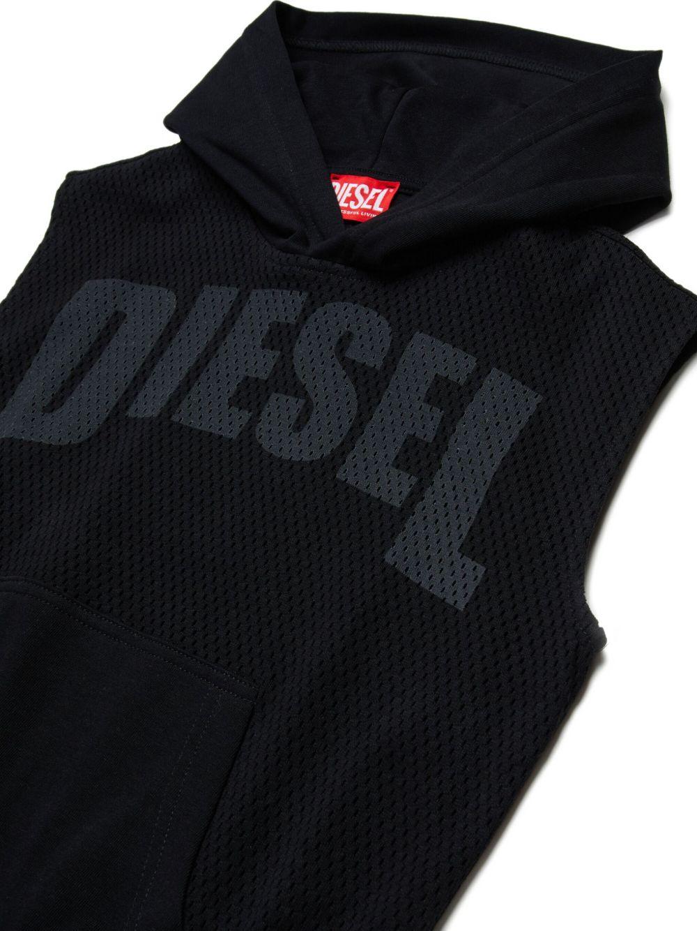 Sleeveless hoodie in cotton mesh J02591 KYA0MK900 DIESEL KIDS 