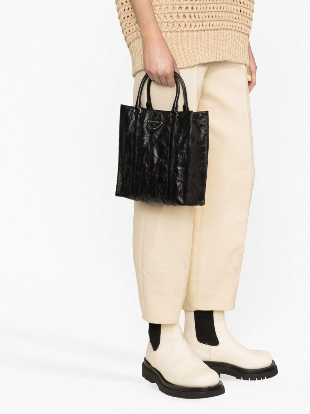Logo-plaque crinkle-effect tote bag 1BG458 UVLF0002 PRADA 