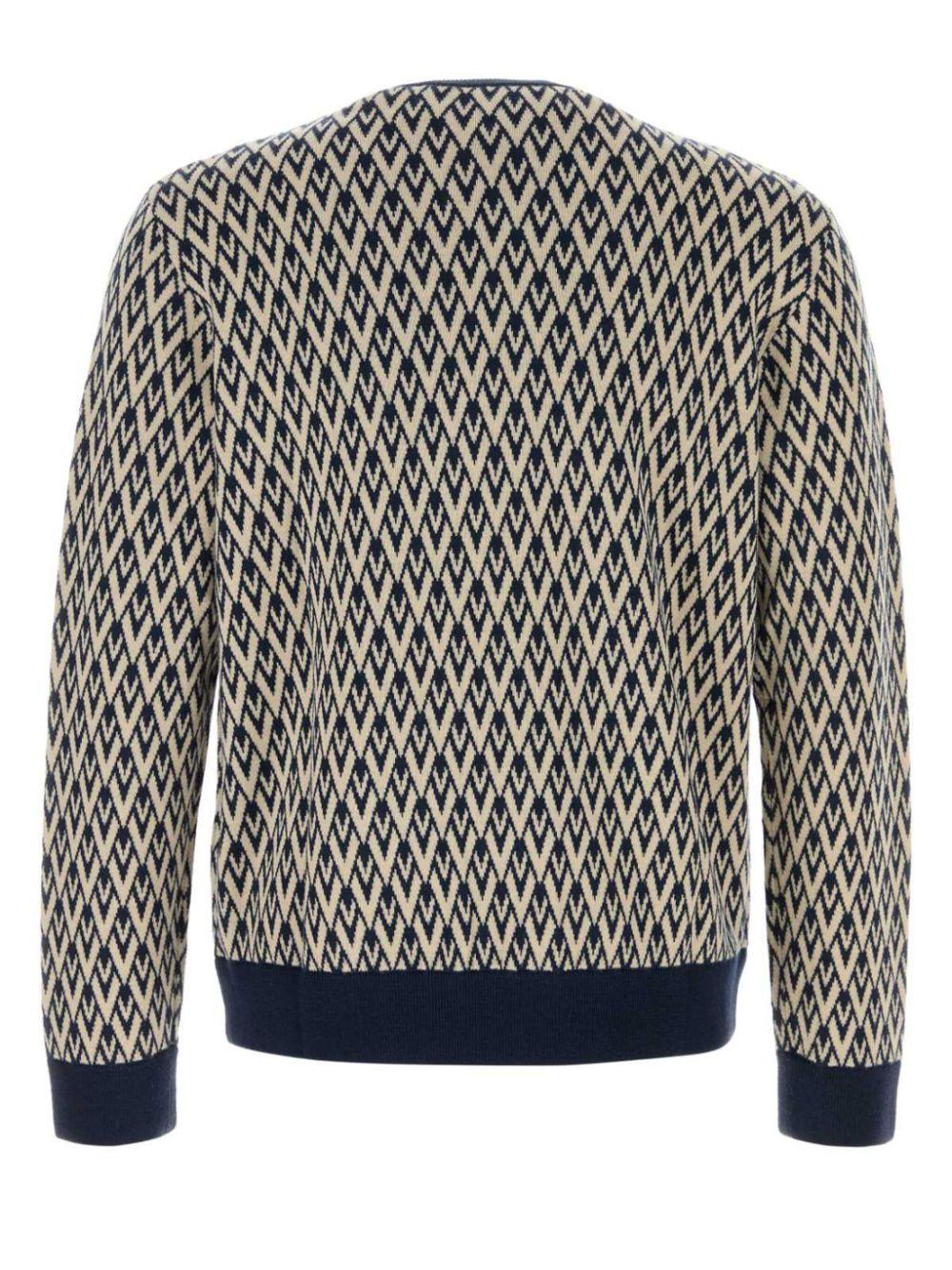 CREWNECK WOOL SWEATER WITH TOUTE LA V JACQUARD PATTERN 6V3KC33KAR0 QTD VALENTINO GARAVANI 