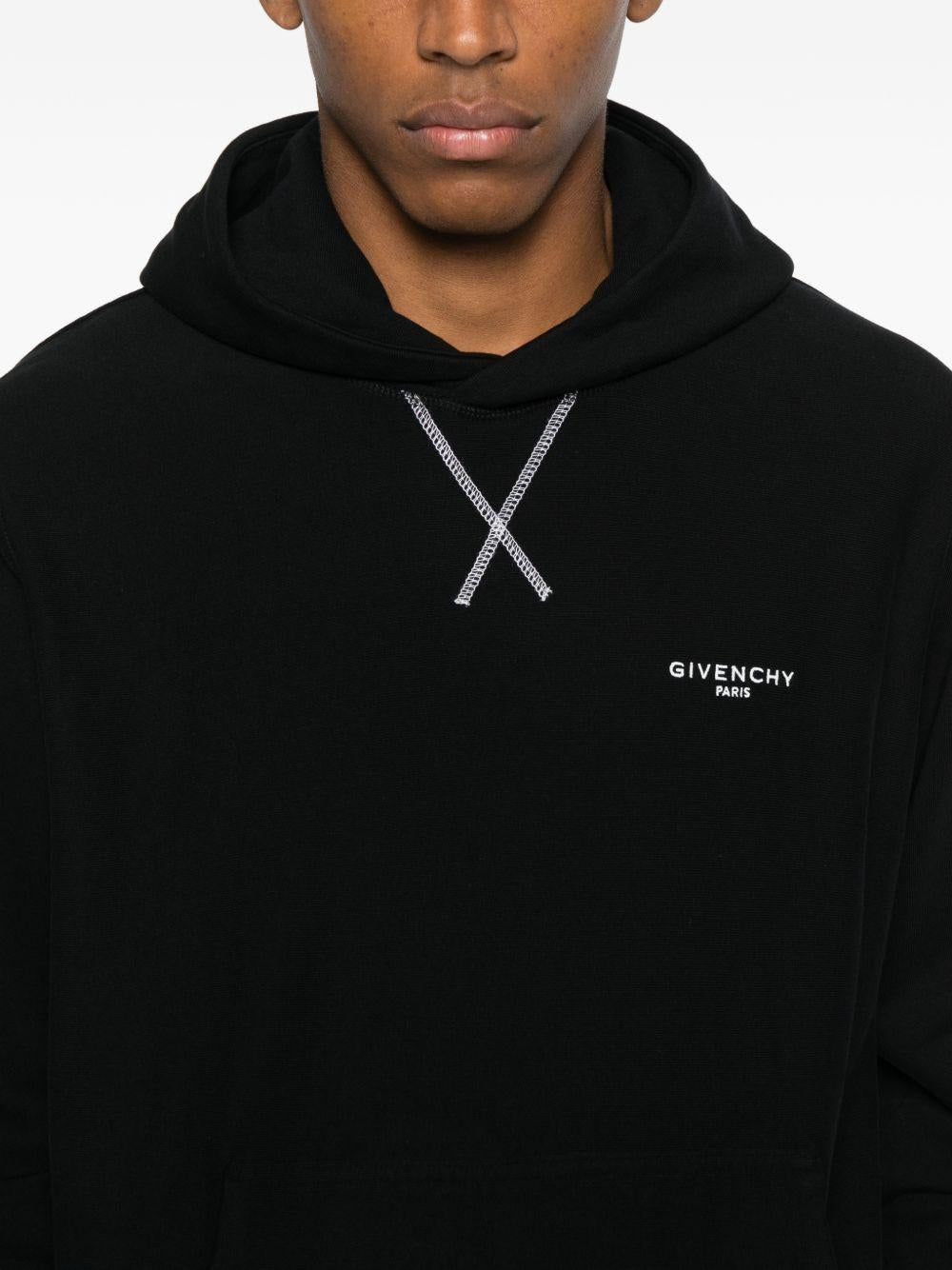 Couture Seam hoodie in fleece embroidered GIVENCHY Paris BMJ0NH3YS1 001 GIVENCHY 