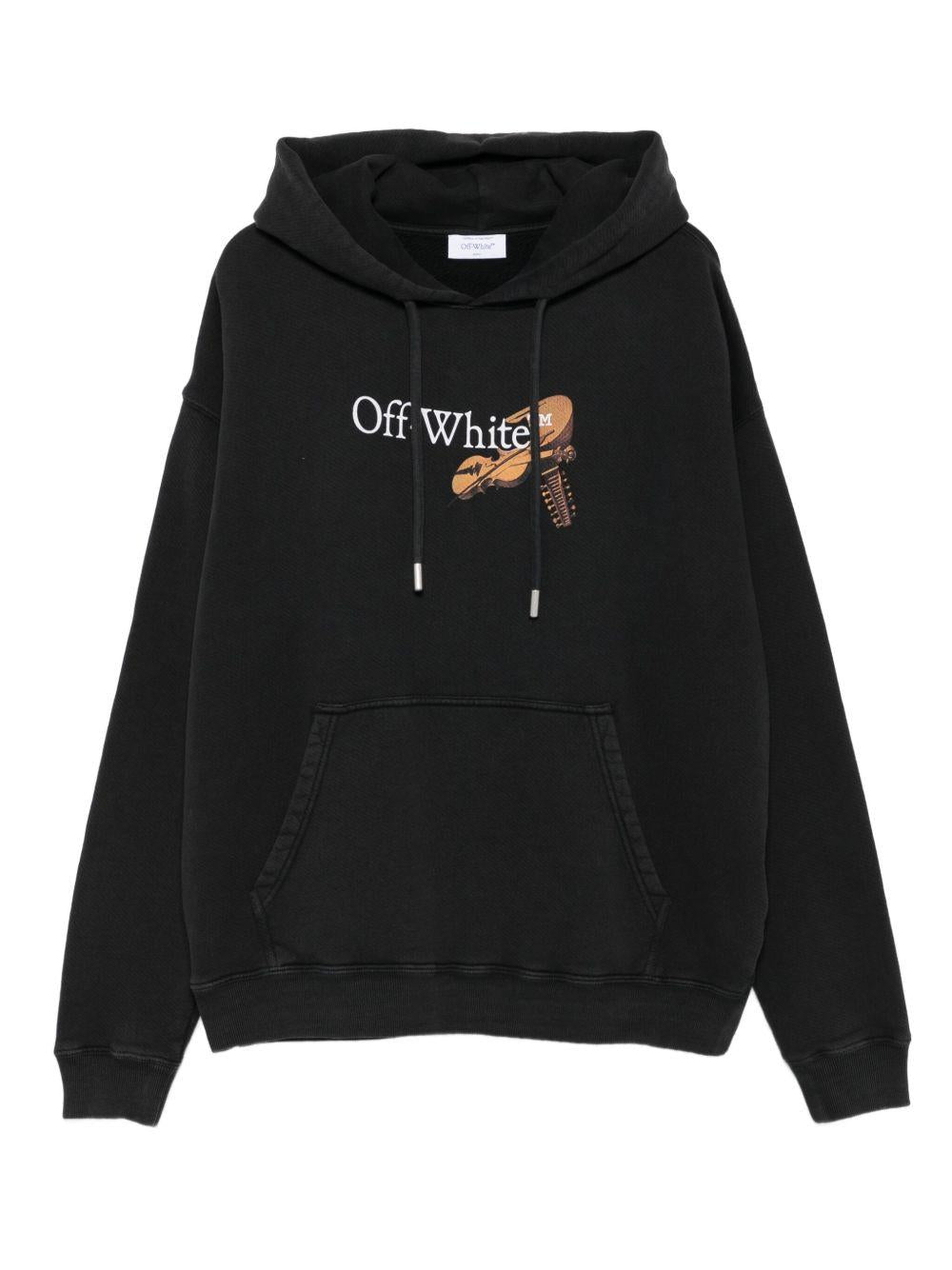 Hoodie with Caravaggio print on the front and back OMBB085F25FLE011 1301 OFF-WHITE 
