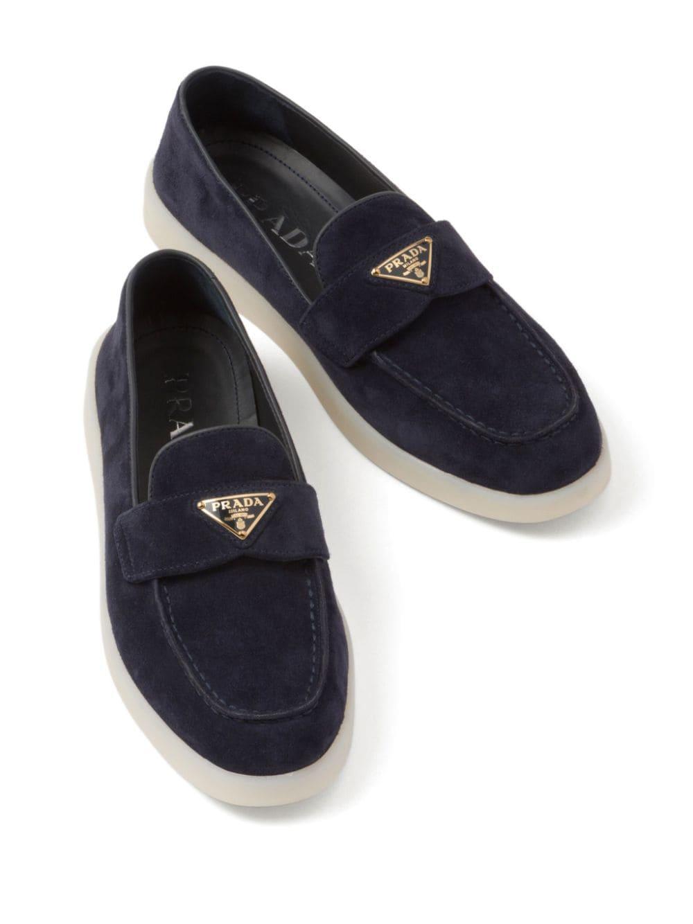 Enamel triangle-logo leather loafers<BR/><BR/><BR/> 1D222N 3LOLF0008 PRADA 