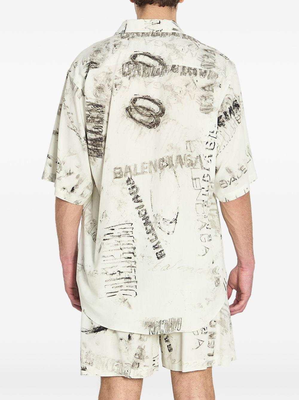 Washed Crayon Allover Short Sleeve Minimal Shirt 852334 TTL781240 BALENCIAGA 