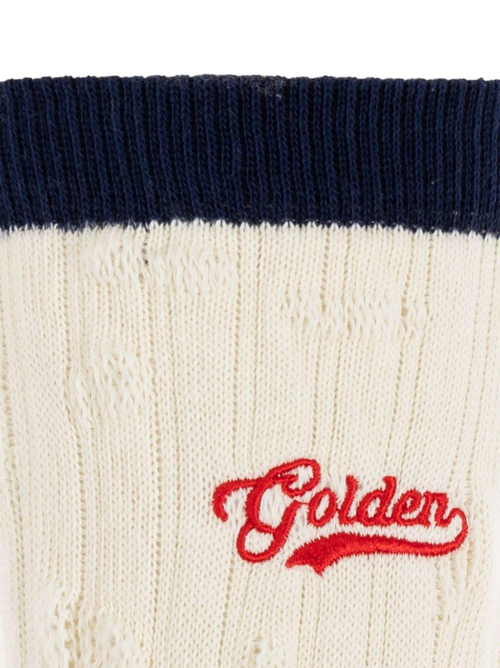 Ribbed socks with navy blue details GUP02372 P00220612305 GOLDEN GOOSE 