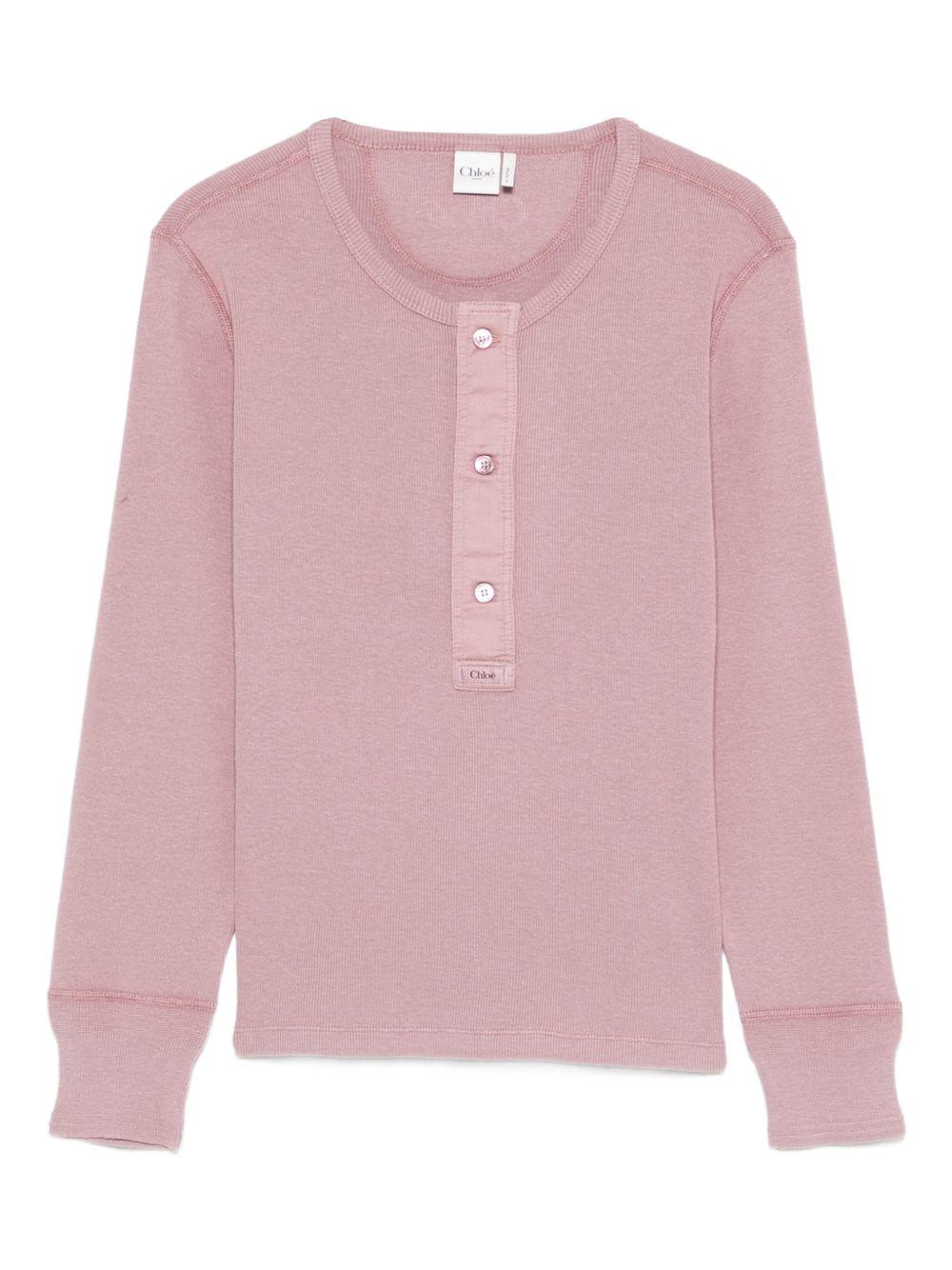 Fitted cotton jersey Henley shirt CH26SJH30185 50C CHLOÉ 