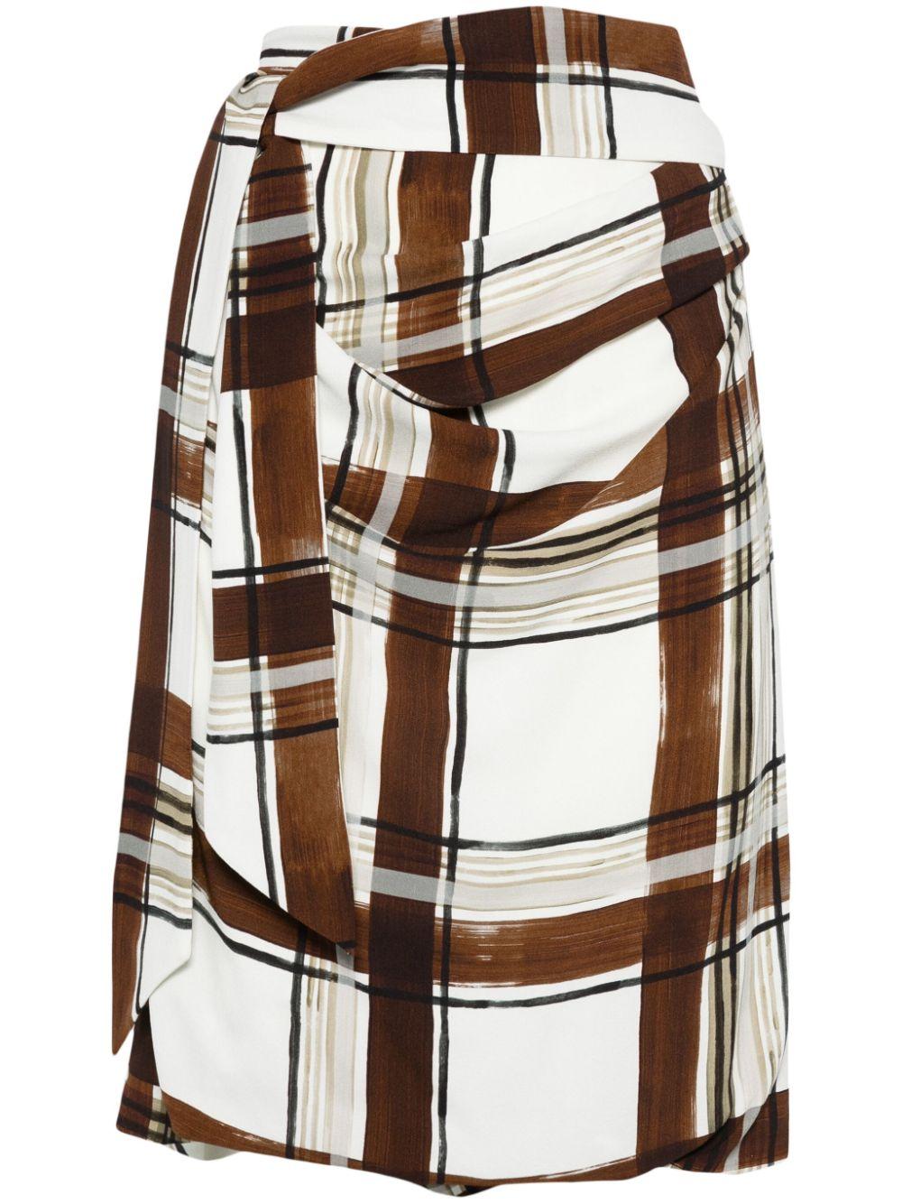 Checked midi skirt<BR/><BR/> 010833 9014703 DRIES VAN NOTEN 