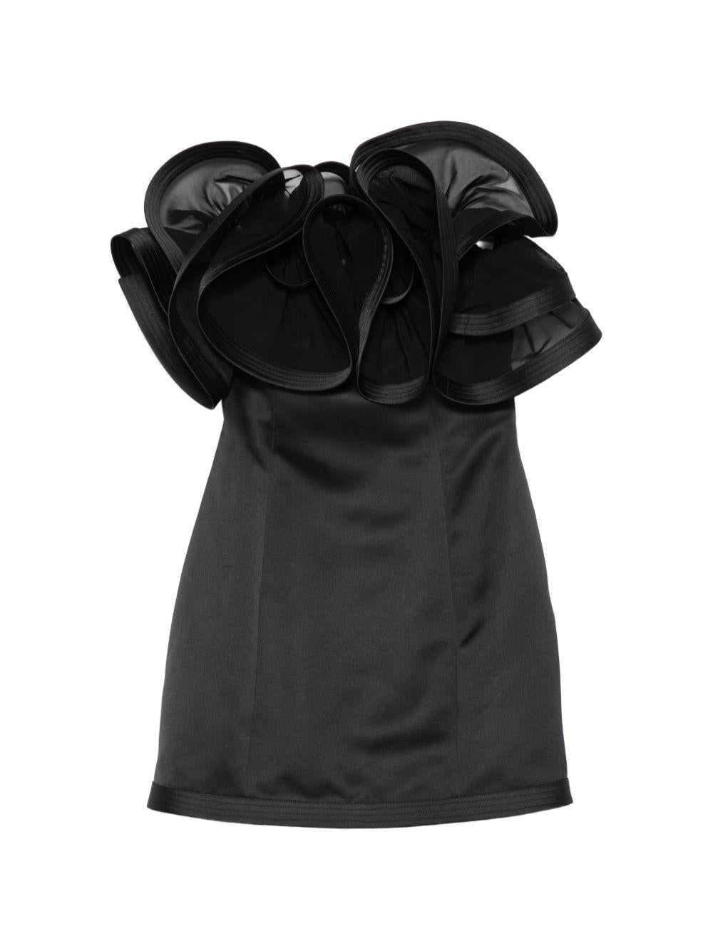 Mini dress in duchesse satin with large ruffles AB87962E2 110 ELISABETTA FRANCHI 