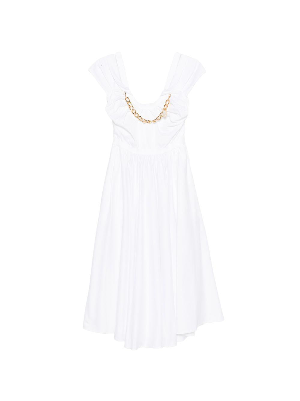 Stretch cotton dress with jewel chain AB92161E2 100 ELISABETTA FRANCHI 