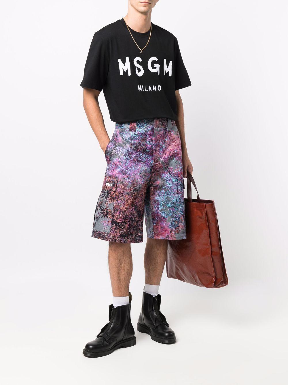 T-shirt uomo girocollo colore nero con logo pennellato 2000MM510200002 99 MSGM 