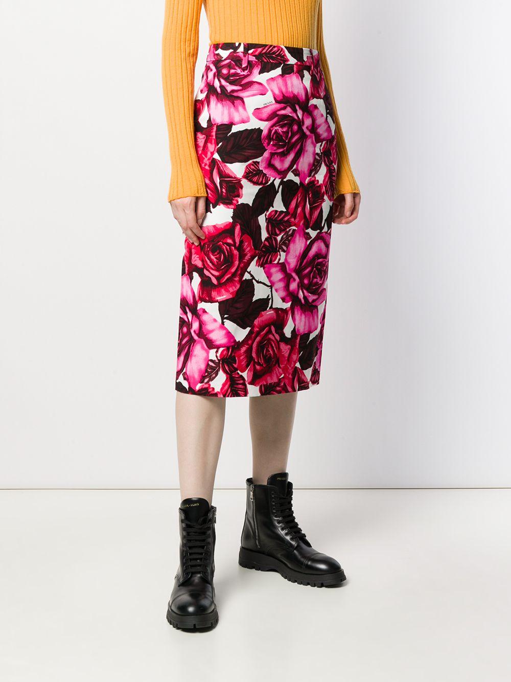 Floral-print quilted satin skirt P105QS192 1U6OF0T08 PRADA 