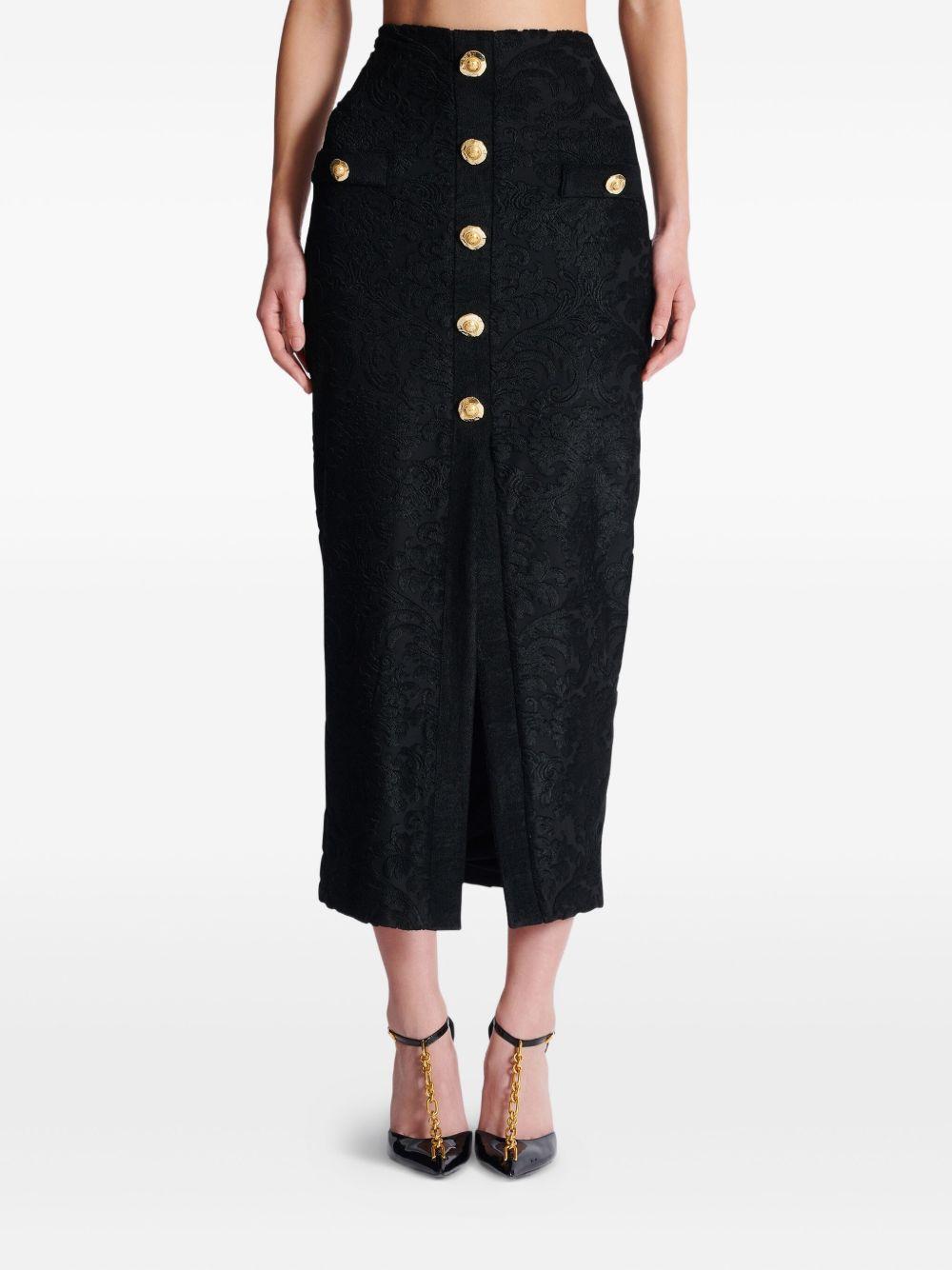 Baroque pattern midi skirt FF1LE481JK65 0PA BALMAIN 