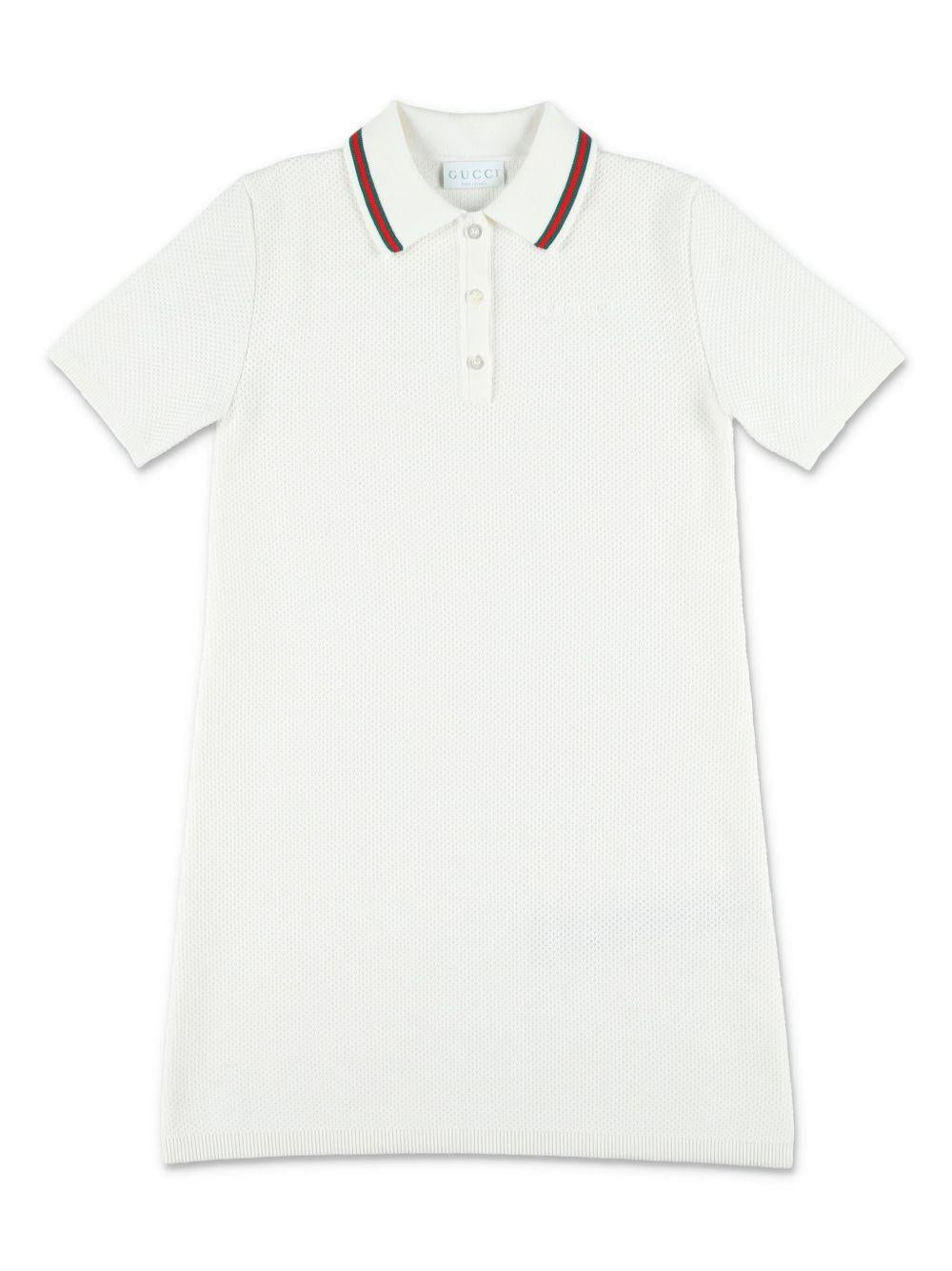 Web-stripe trim dress<BR/><BR/><BR/> 809682 XKEIR9060 GUCCI KIDS 