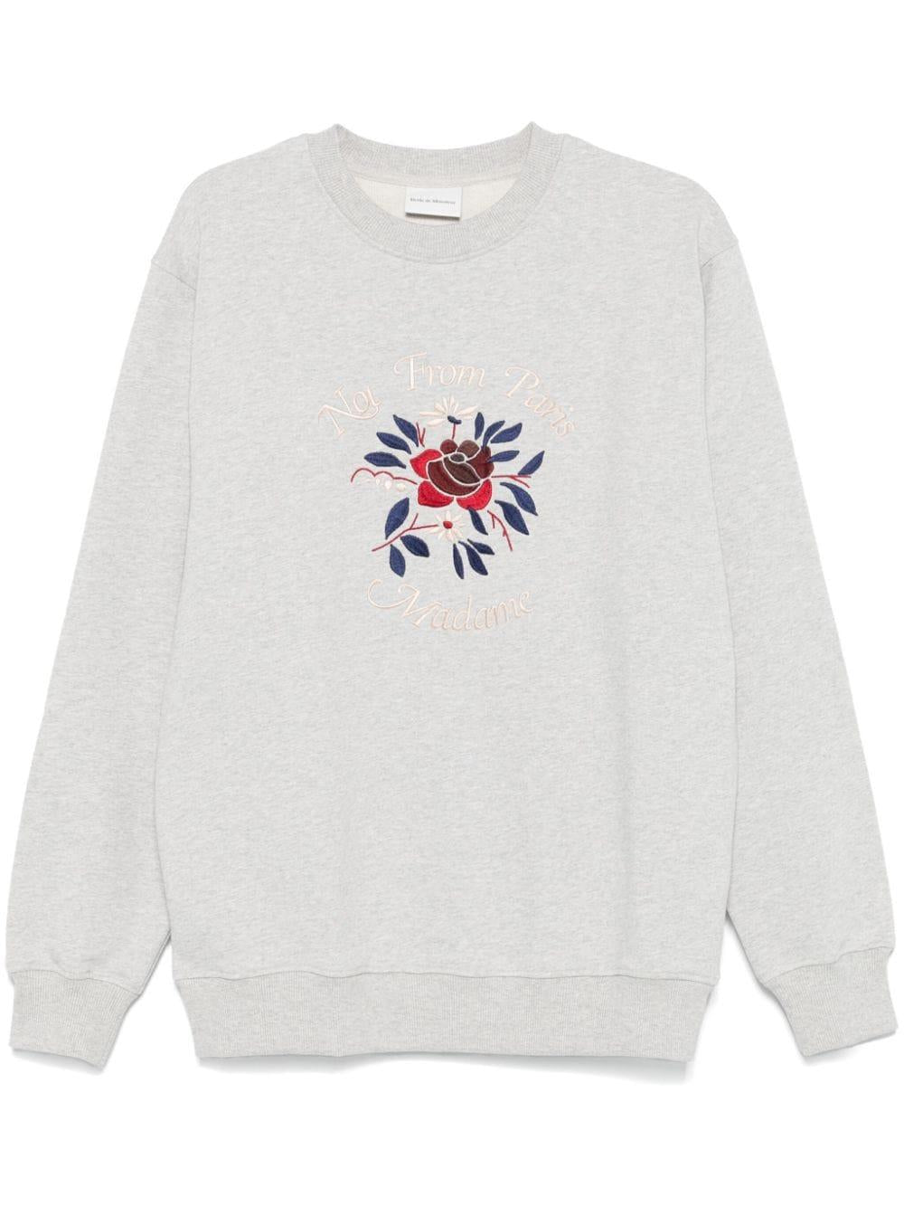 Embroidered-slogan sweatshirt<BR/><BR/><BR/> SW152 CO127GY DRÔLE DE MONSIEUR 