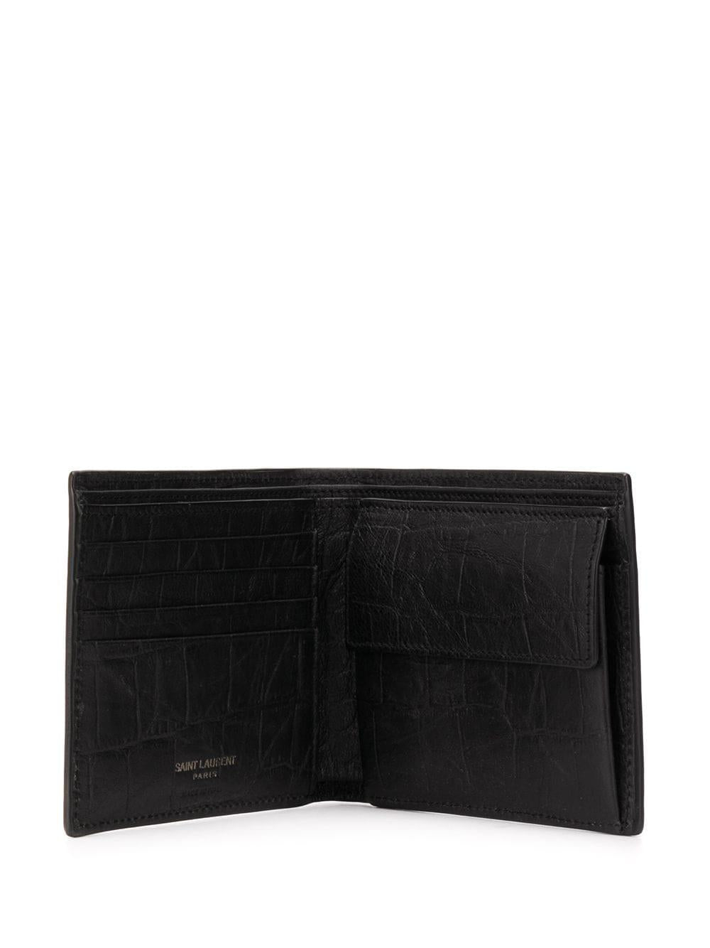Black wrinkled-effect bi-fold wallet 463249C9H0U 1000 SAINT LAURENT 