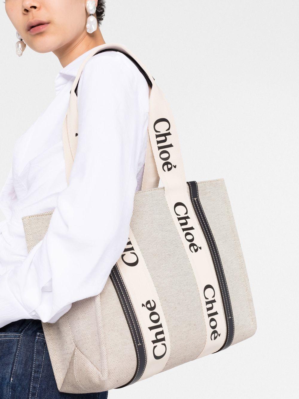 Woody medium linen tote bag CHC22AS383I26 91J CHLOÉ 