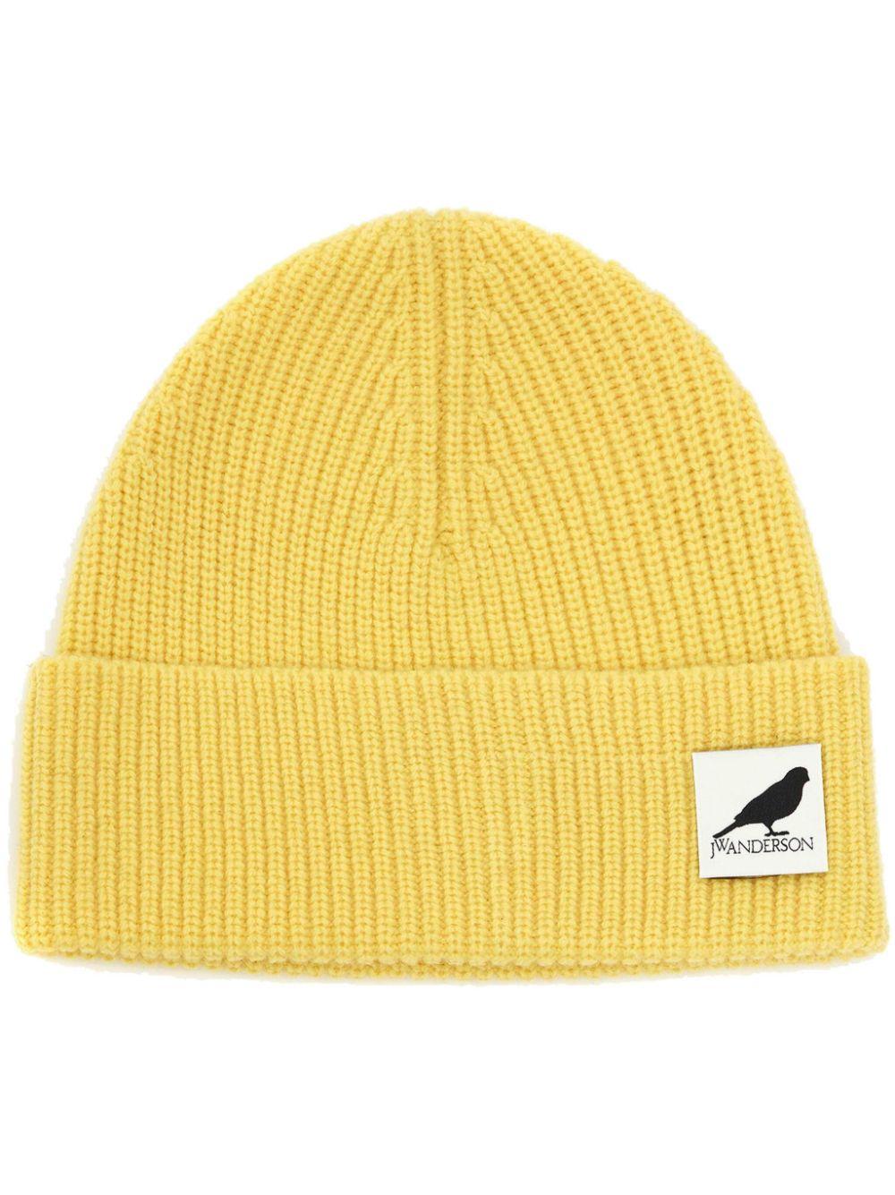 Logo-patch knit beanie<BR/><BR/><BR/> KW1244 YN0365221 JW ANDERSON 