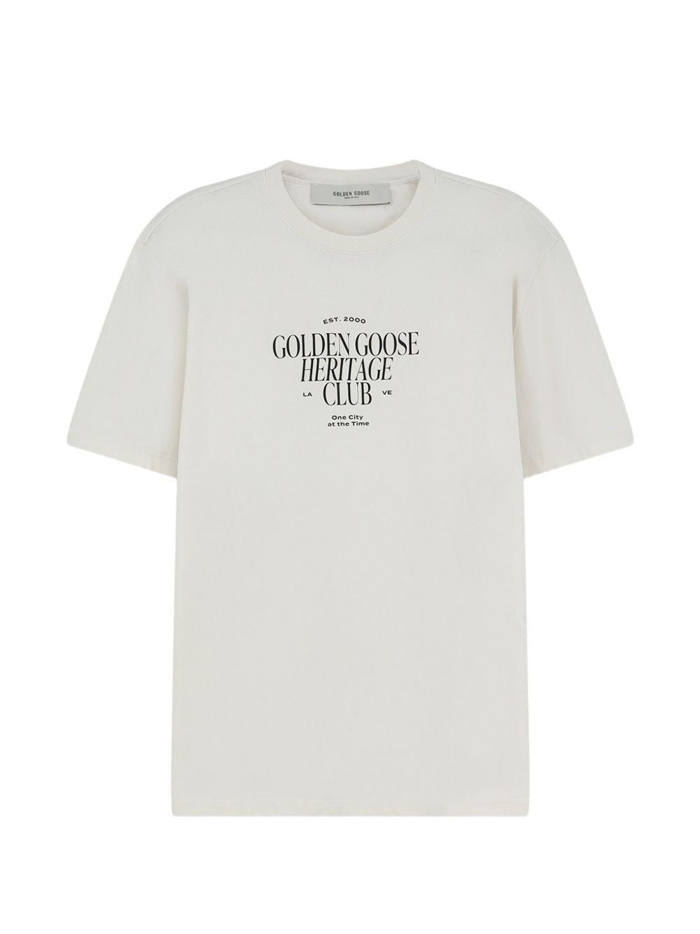 REGULAR T-SHIRT DISTRESSED COTTON JERSEY WITH LOGO GMP01220 P00261911560 GOLDEN GOOSE 