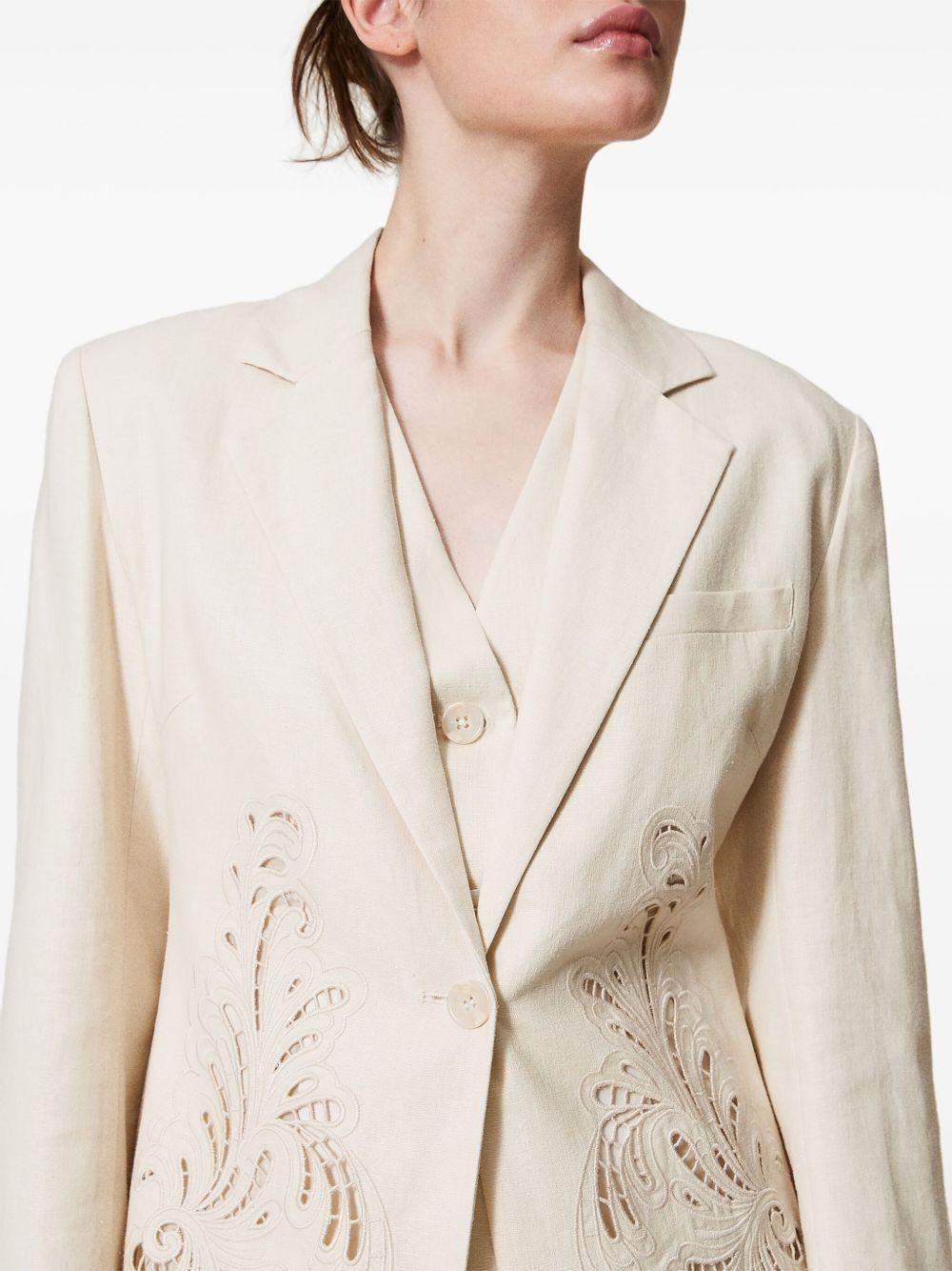 Linen blend jacket with embroidery 251TP2160 00059 TWINSET 