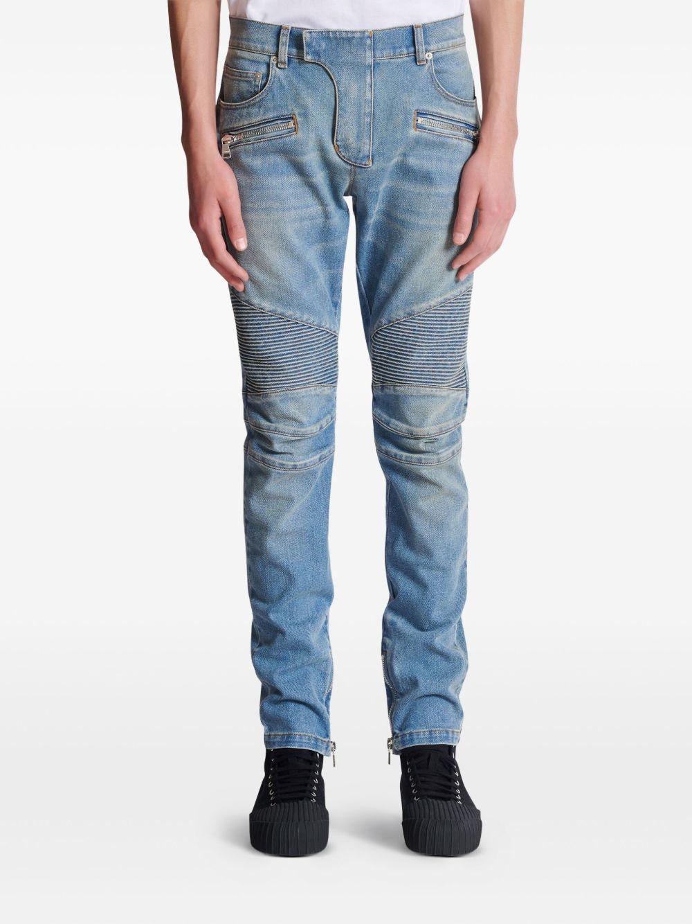 Slim-fit biker trousers FH1MG115DF81 6AW BALMAIN 