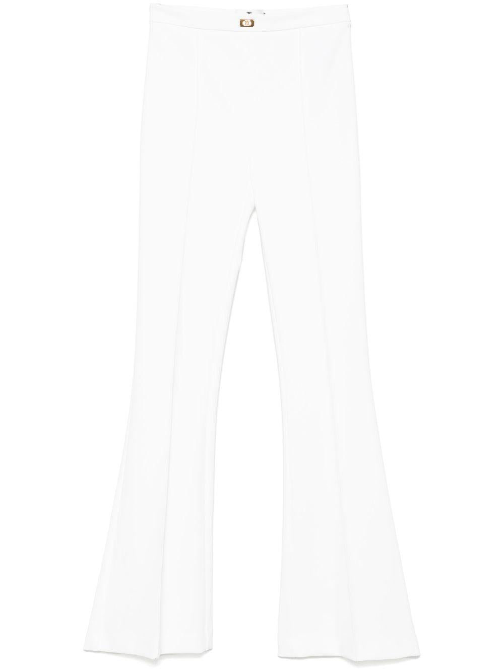 Crêpe bell-bottom trousers with logo plaque PA07951E2 360 ELISABETTA FRANCHI 
