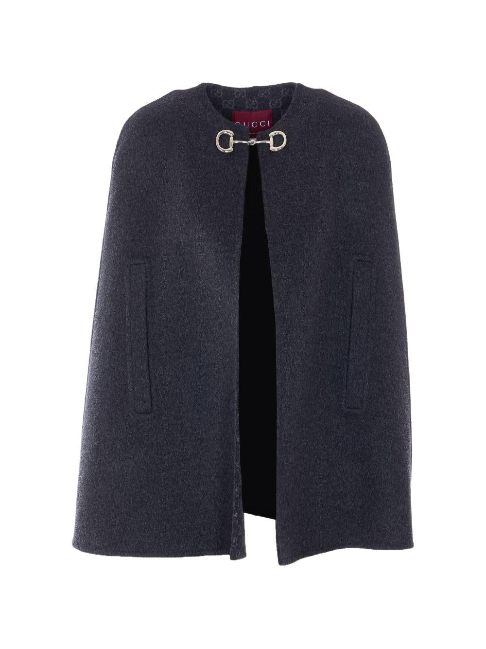 Silk wool cape with Horsebit 852796 ZAQW01179 GUCCI 