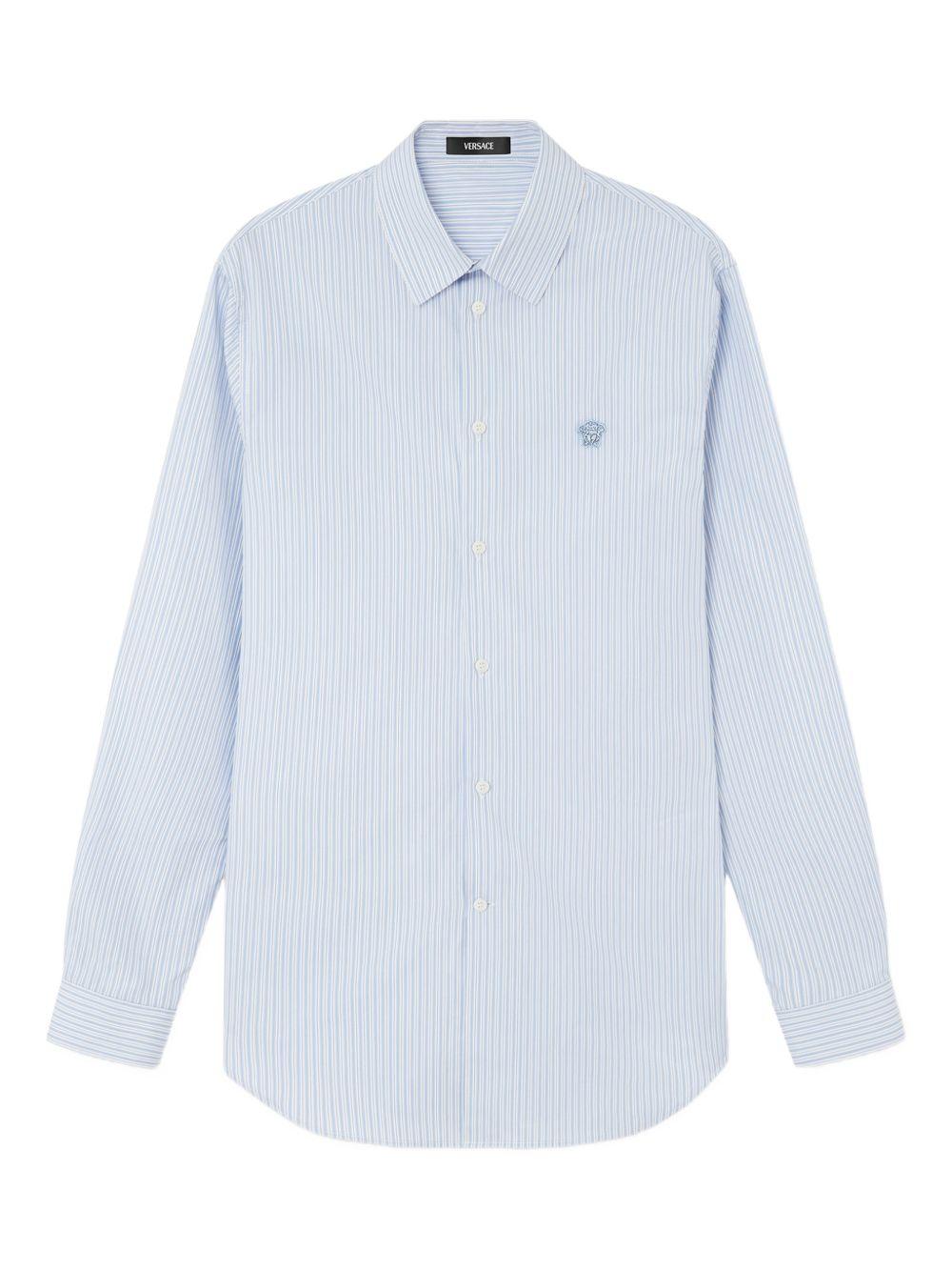 Striped Cotton-Poplin Slim Shirt 1018874 1A164762VM60 VERSACE 