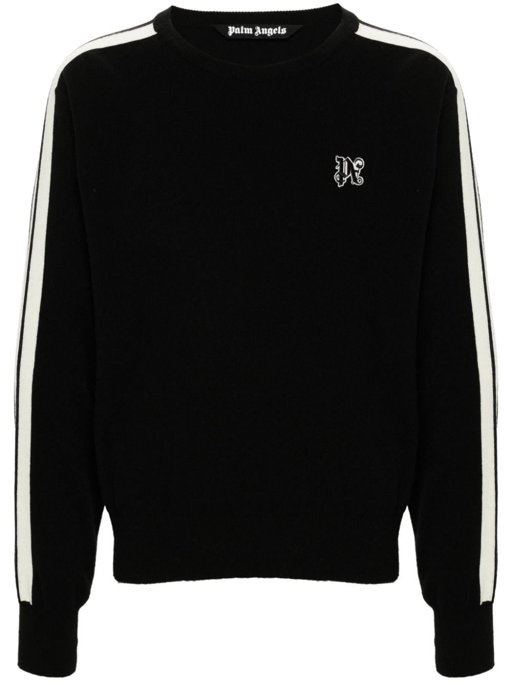 Monogram-embroidered crew-neck jumper<BR/><BR/><BR/> PMHE075F24KNI001 1003 PALM ANGELS 