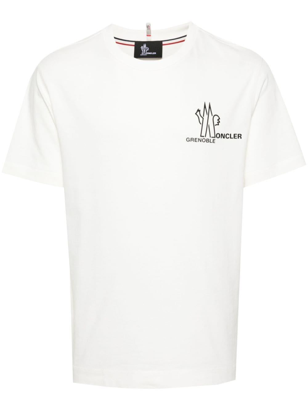 White logo-print cotton T-shirt 097 8C00002 83927041 MONCLER GRENOBLE 