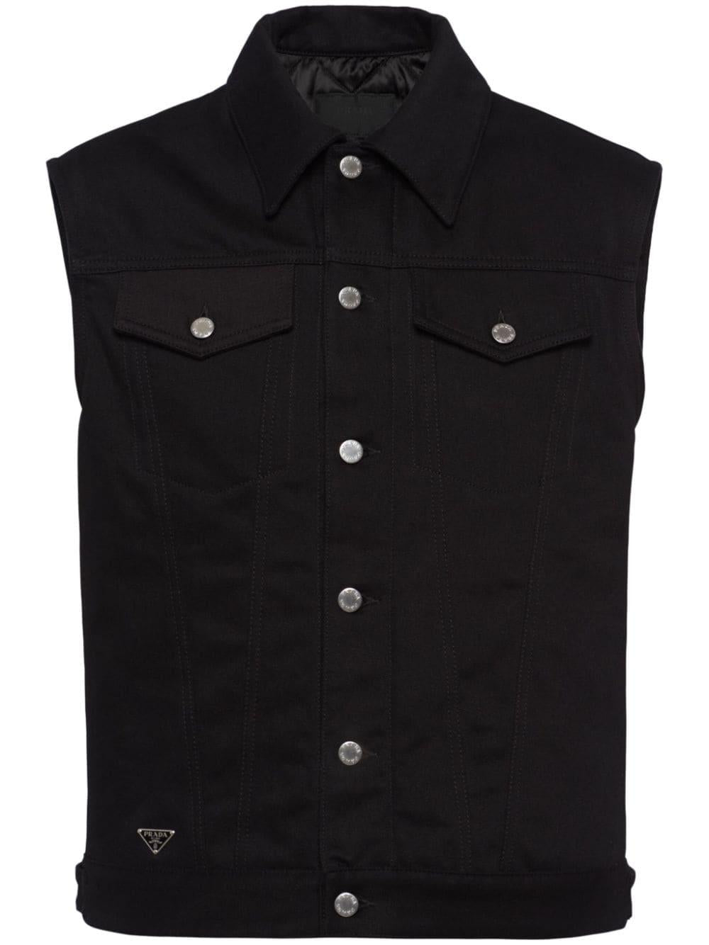 Cotton denim quilted lining vest GEB235 1ZFBF0557 PRADA 