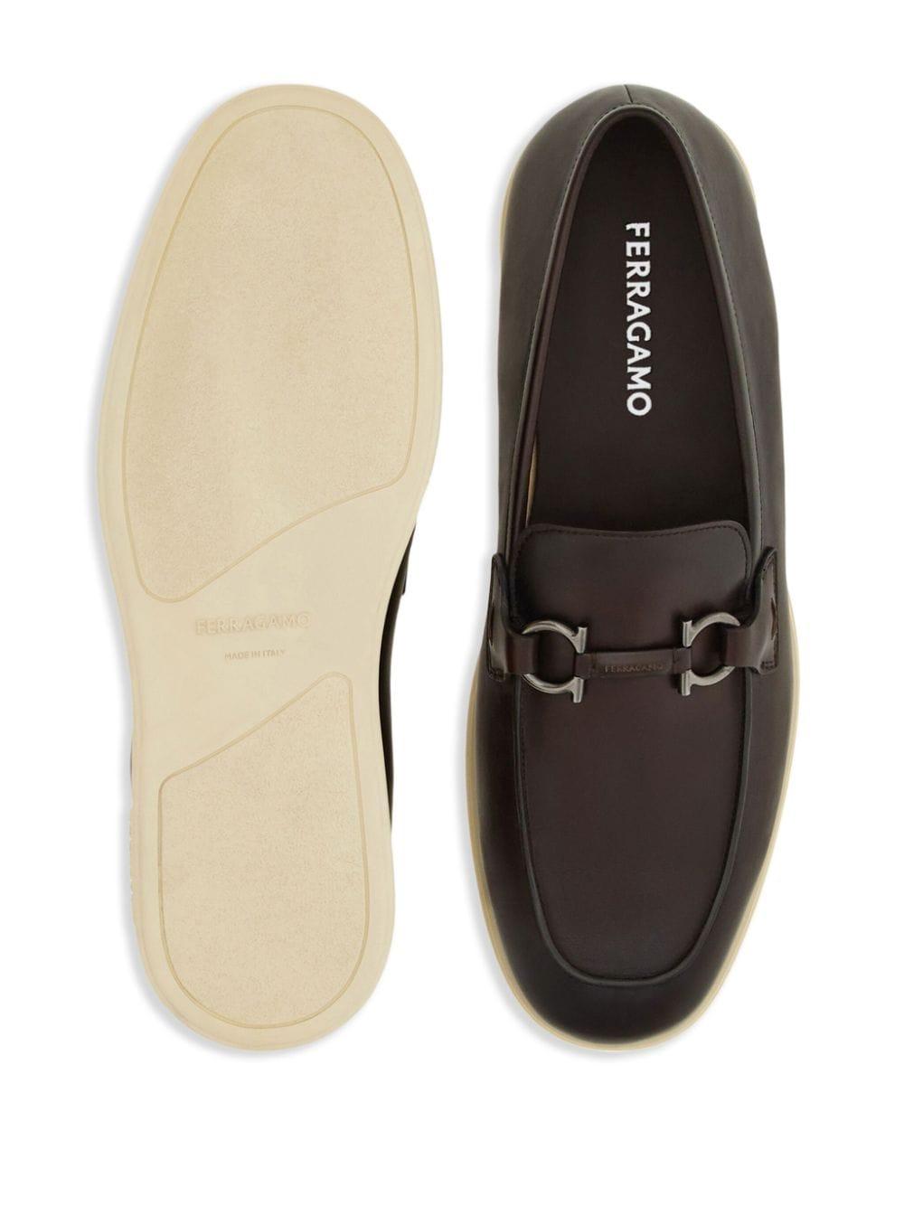 Gancini leather loafers<BR/><BR/> COSIMO 0774494T.MORO FERRAGAMO 