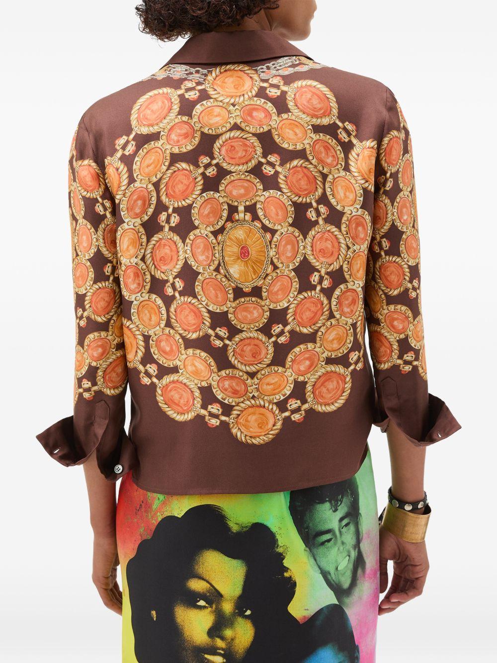 Printed Silk Twill Shirt 1024231 1A179525N940 VERSACE 