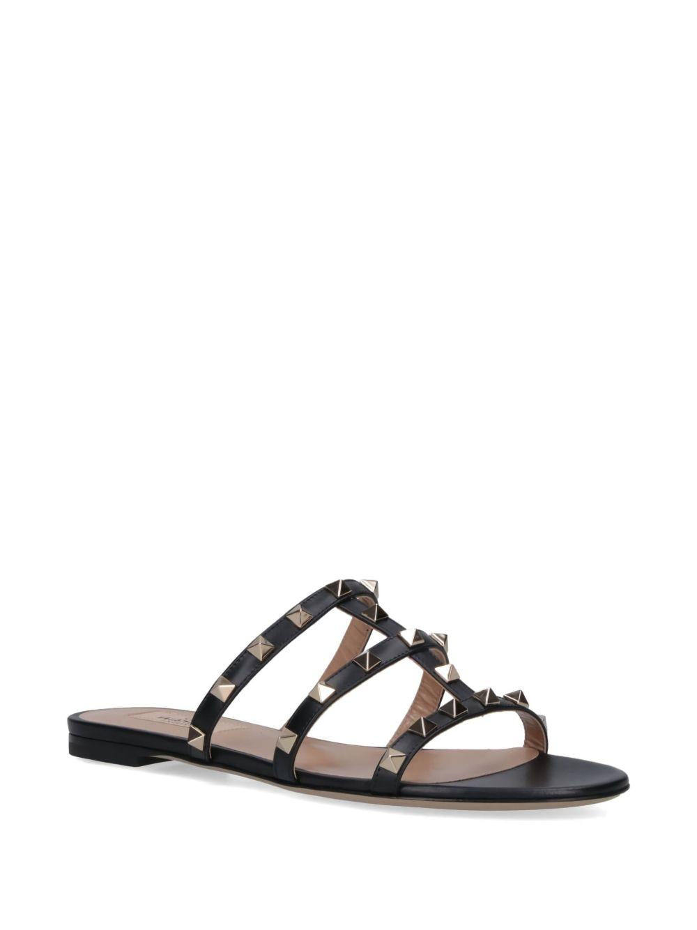 Rockstud Flat Slide Sandal 8W0S0C49VOD 0NO VALENTINO GARAVANI 