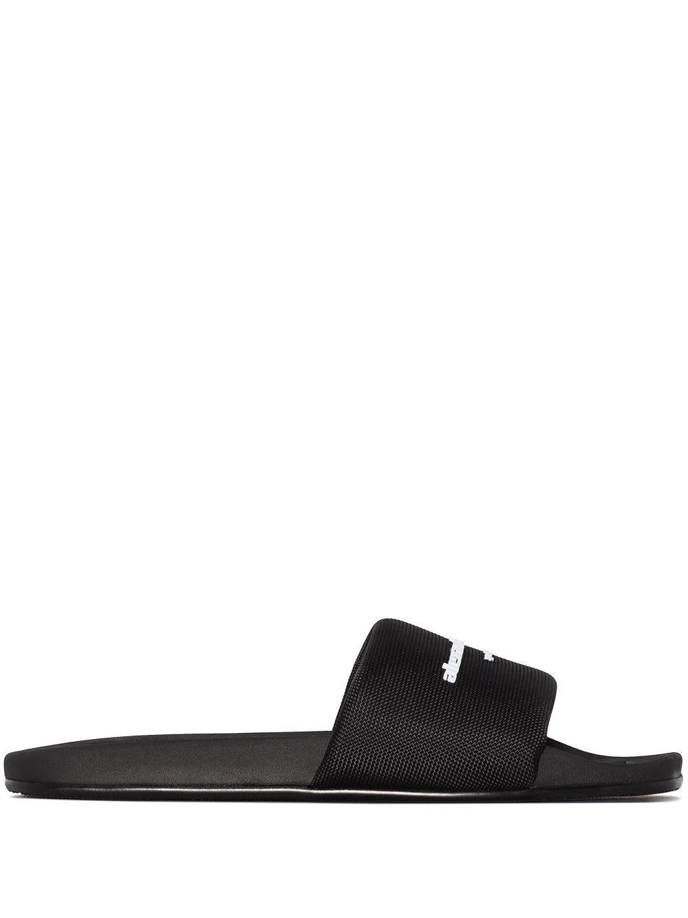 Logo-print flat slides 30221S059 001 ALEXANDER WANG 