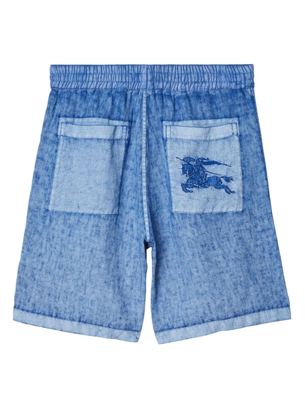 Equestrian Knight-appliqué linen shorts<BR/><BR/><BR/> 8081793 B7323 BURBERRY 