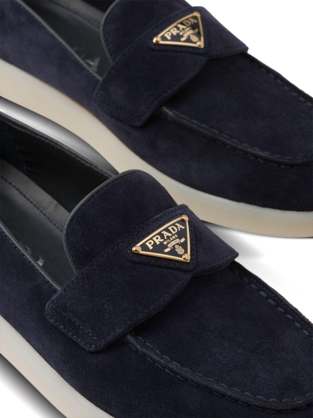 Enamel triangle-logo leather loafers<BR/><BR/><BR/> 1D222N 3LOLF0008 PRADA 