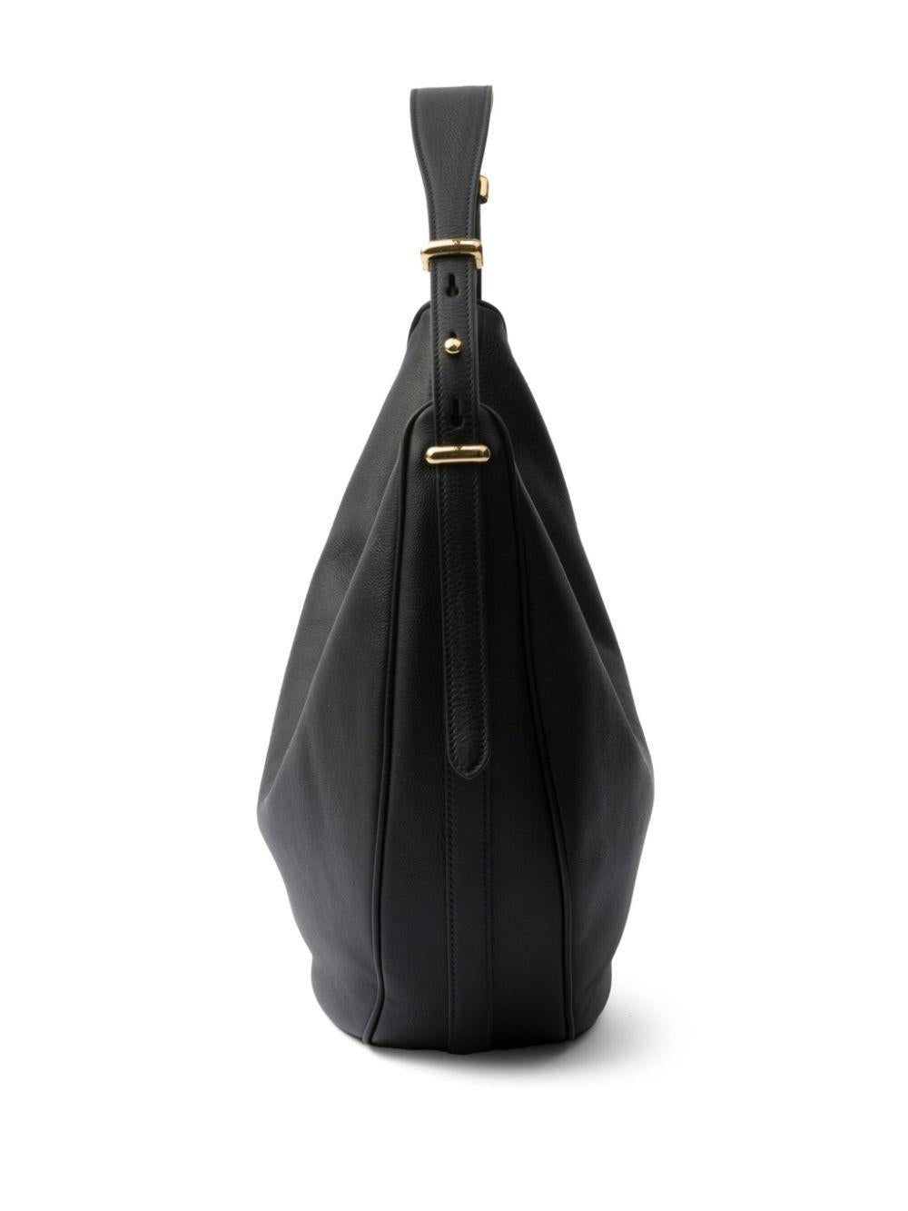 Large logo-plaque leather shoulder bag<BR/><BR/><BR/> 1BC212 2CYSF0002 PRADA 