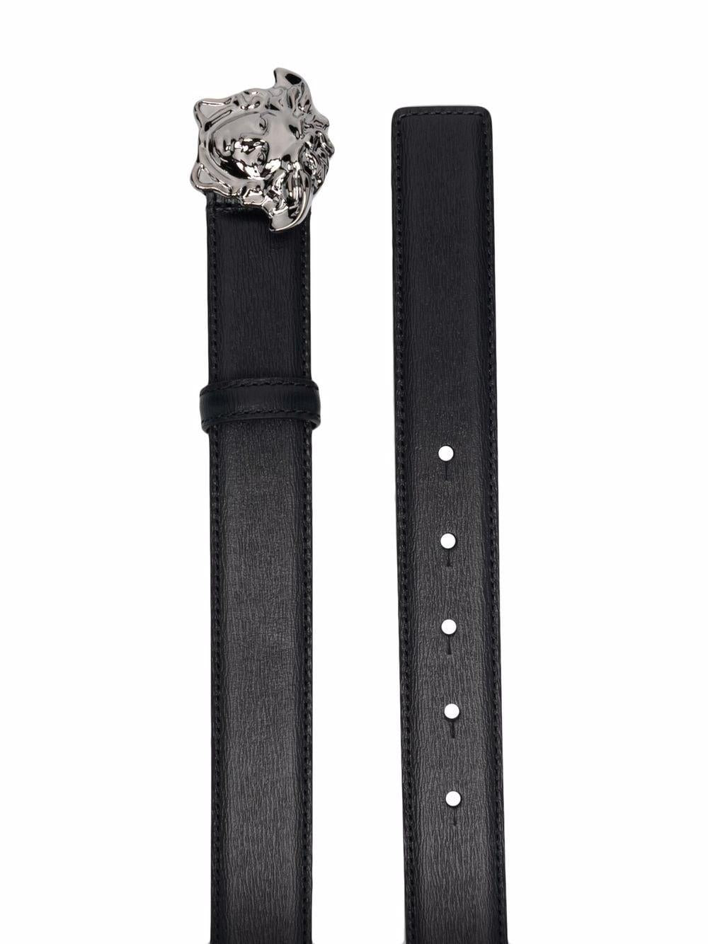 Black leather Medusa-plaque buckle belt 1001364 1A005931B00E VERSACE 