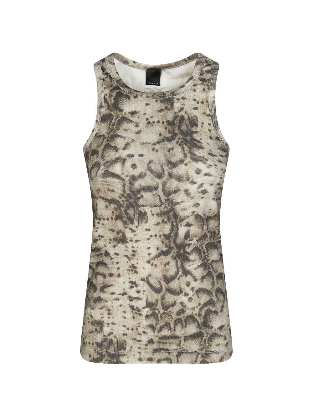 STRETCH COTTON TANK TOP WITH ANIMAL PRINT 106919 A3DPCZ9 PINKO 