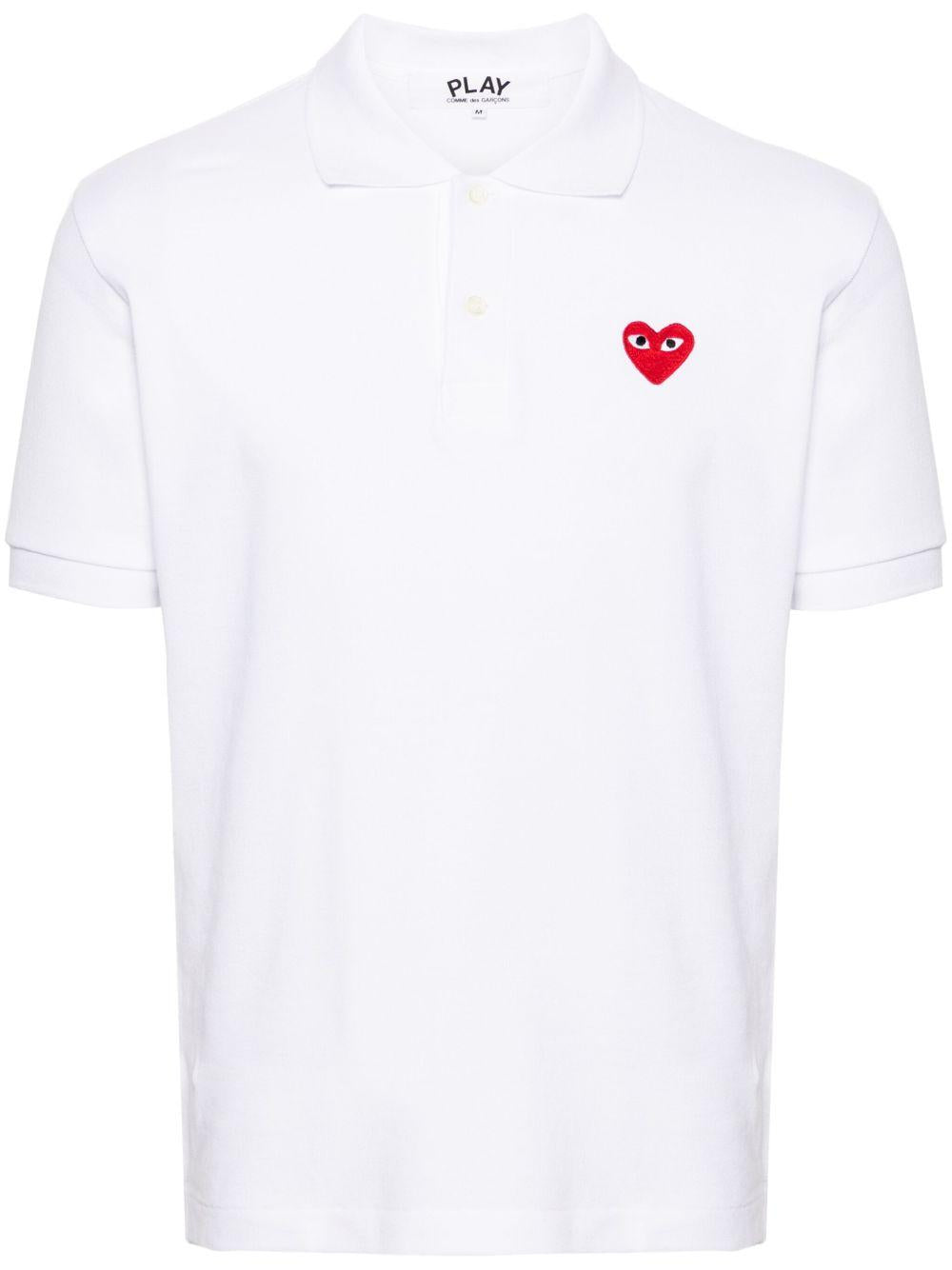 Logo Heart Polo T-shirt AX-T006-051 WHITE COMME DES GARÇONS PLAY 
