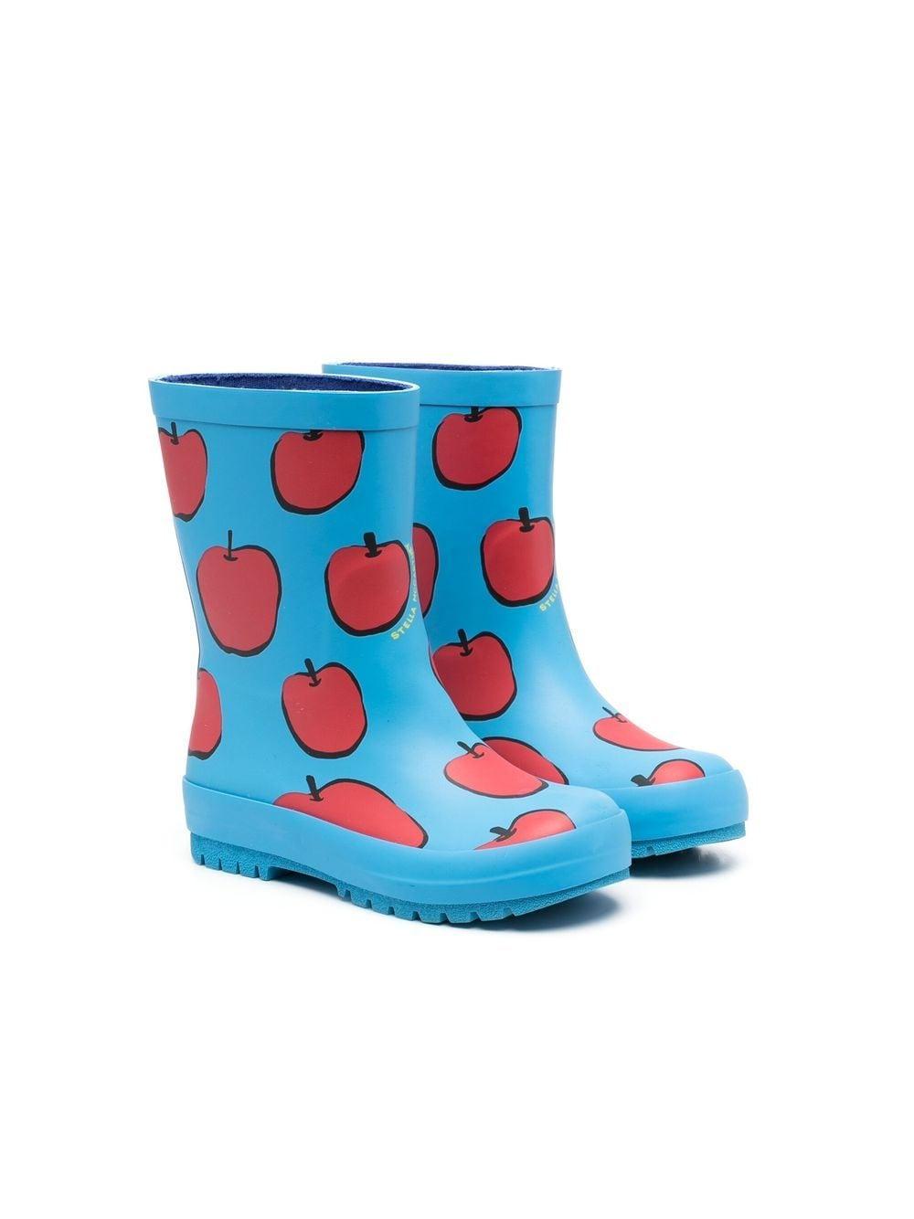 Apple-print rain boots 8R0E06 Z0234618 STELLA McCARTNEY KIDS 