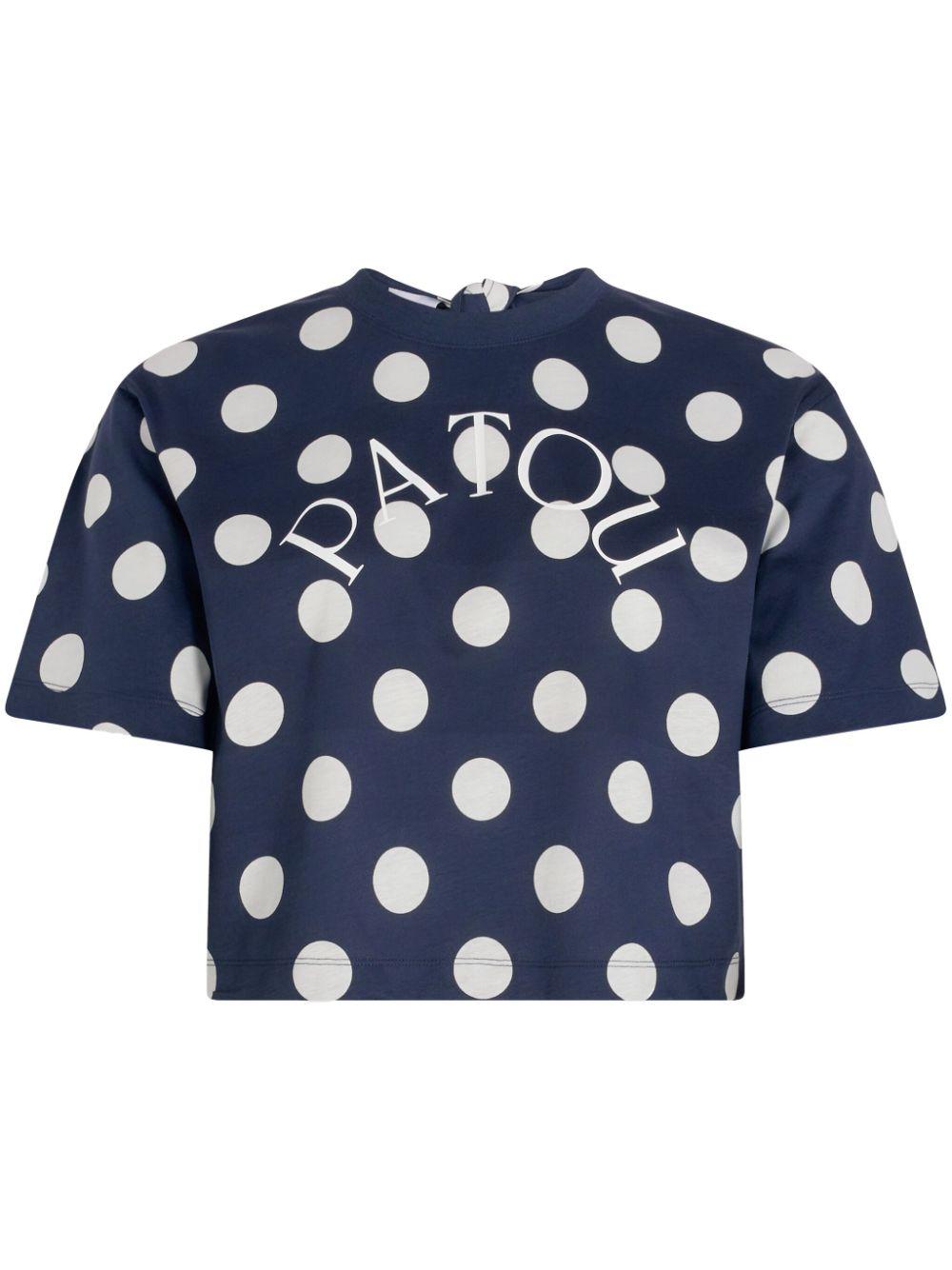 Logo-print split-back T-shirt<BR/><BR/><BR/> JE1379999 5064 PATOU 