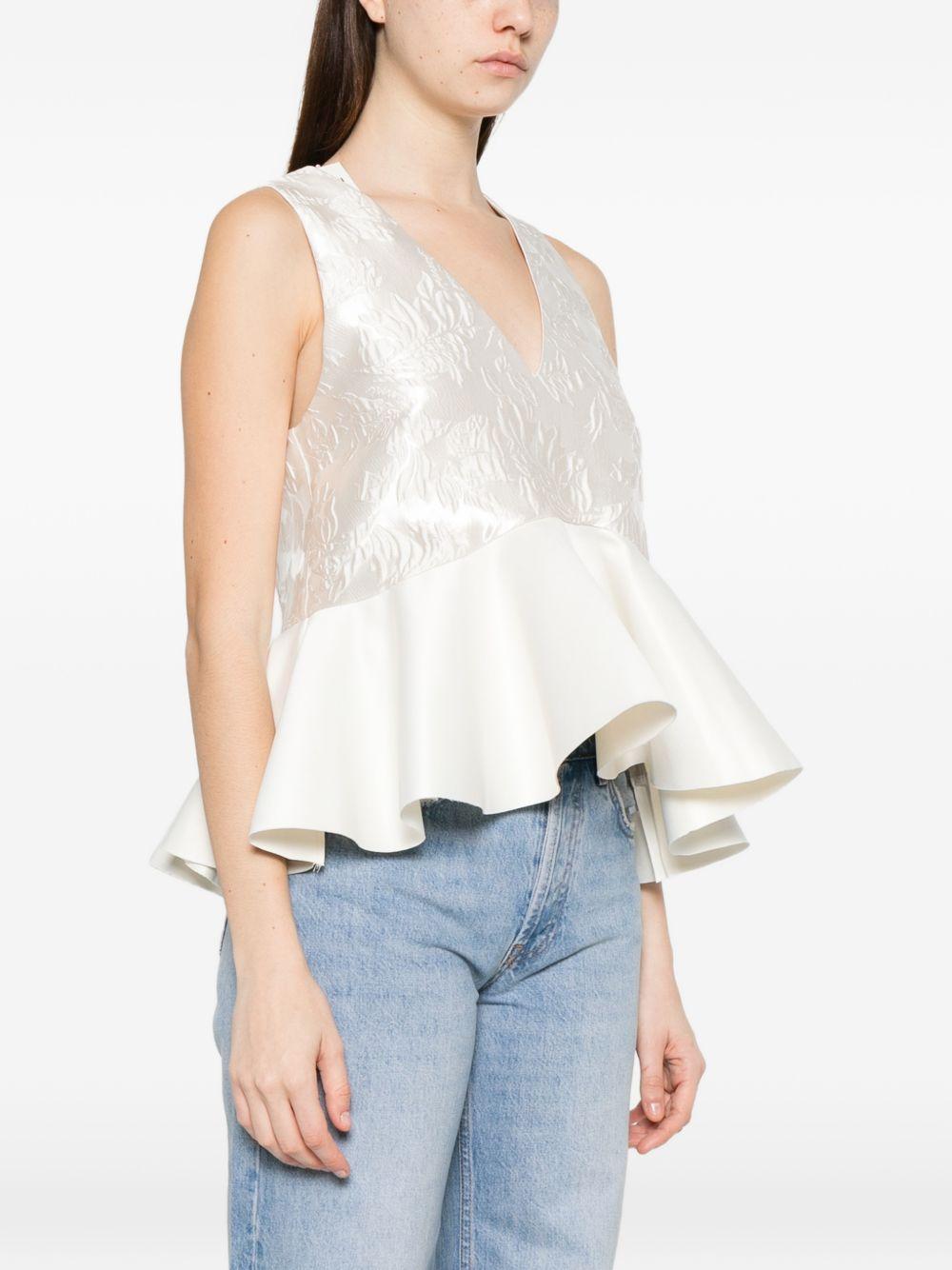 Satin Cloque Peplum Top A1040097 135 GANNI 