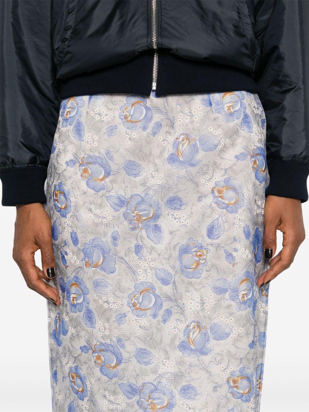 Floral-print sheer pencil skirt<BR/><BR/><BR/> P123J 15AEF0013 PRADA 