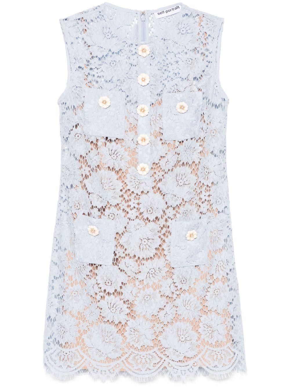 Fine-lace mini dress 044S BLUE SELF-PORTRAIT 