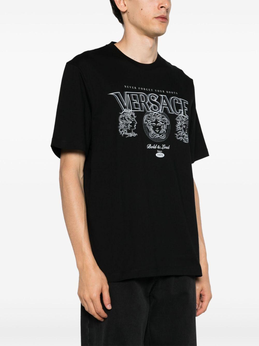 Logo-print cotton T-shirt<BR/><BR/> 1013302 1A114082B510 VERSACE 