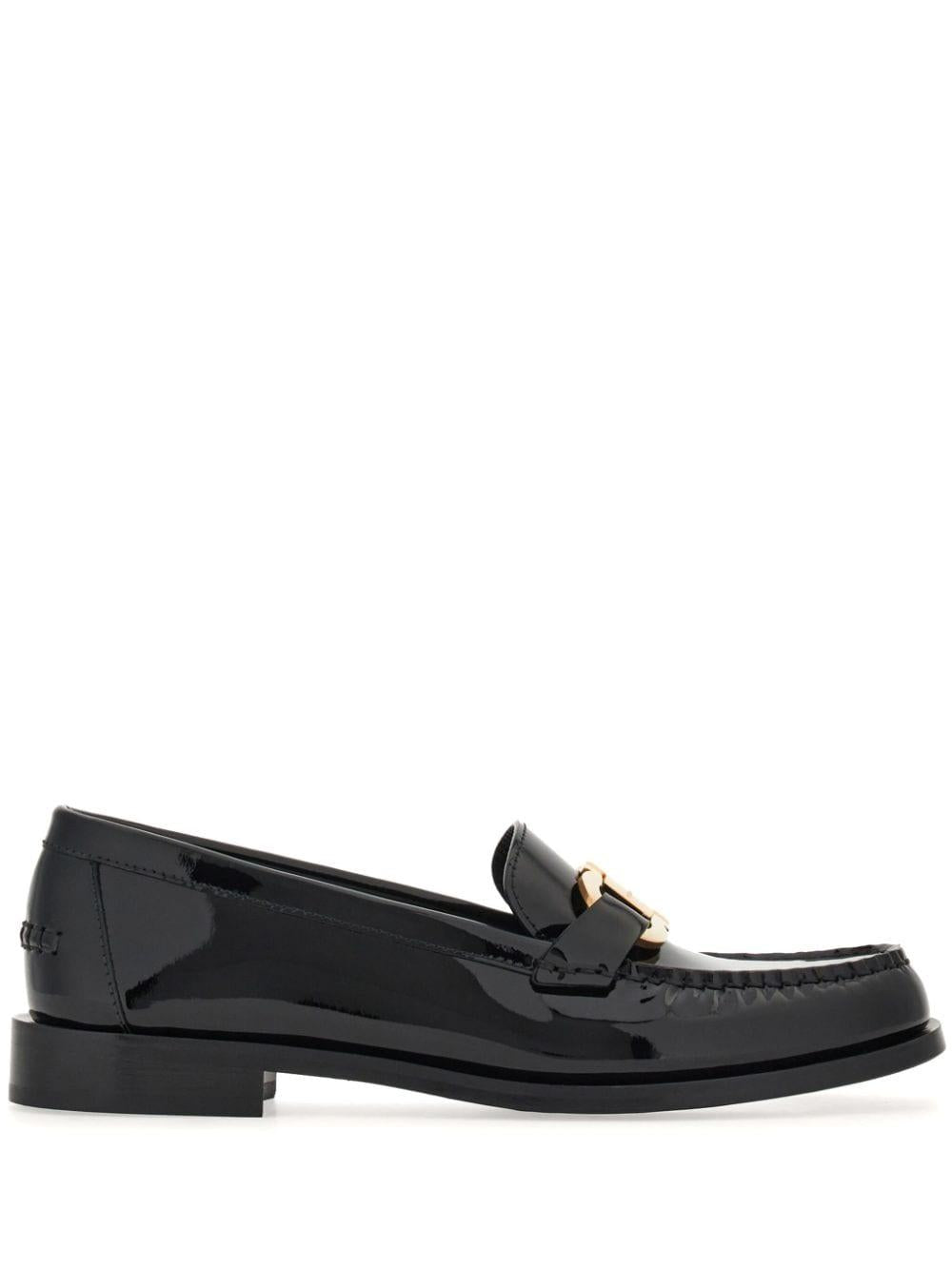 Gancini-buckle leather loafers<BR/><BR/> MARYAN 0769302NERO FERRAGAMO 