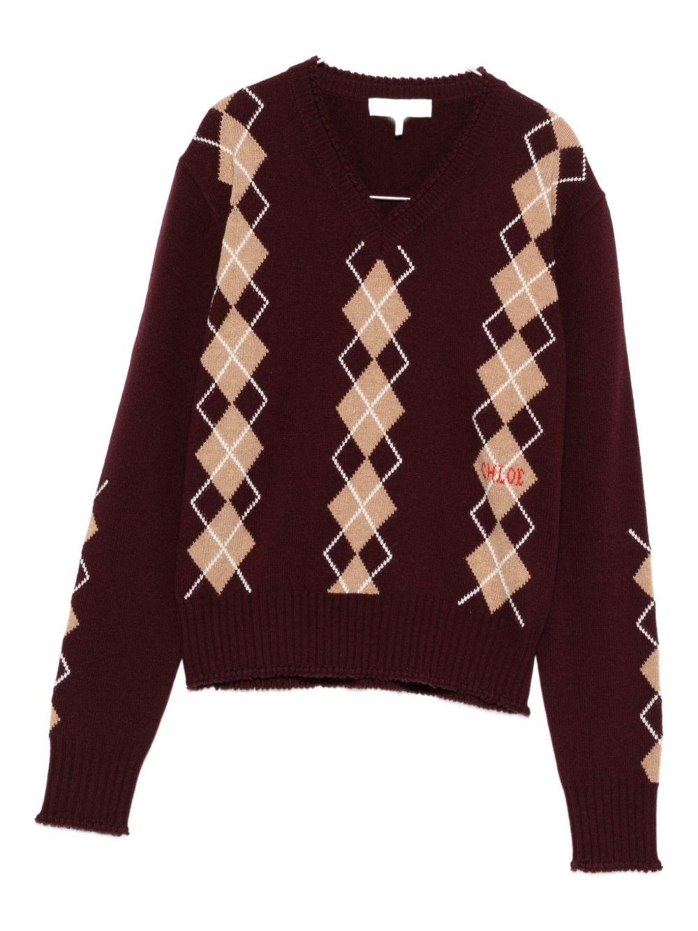 Wool And Cashmere V-neck Sweater CH25WMP01580 601 CHLOÉ 