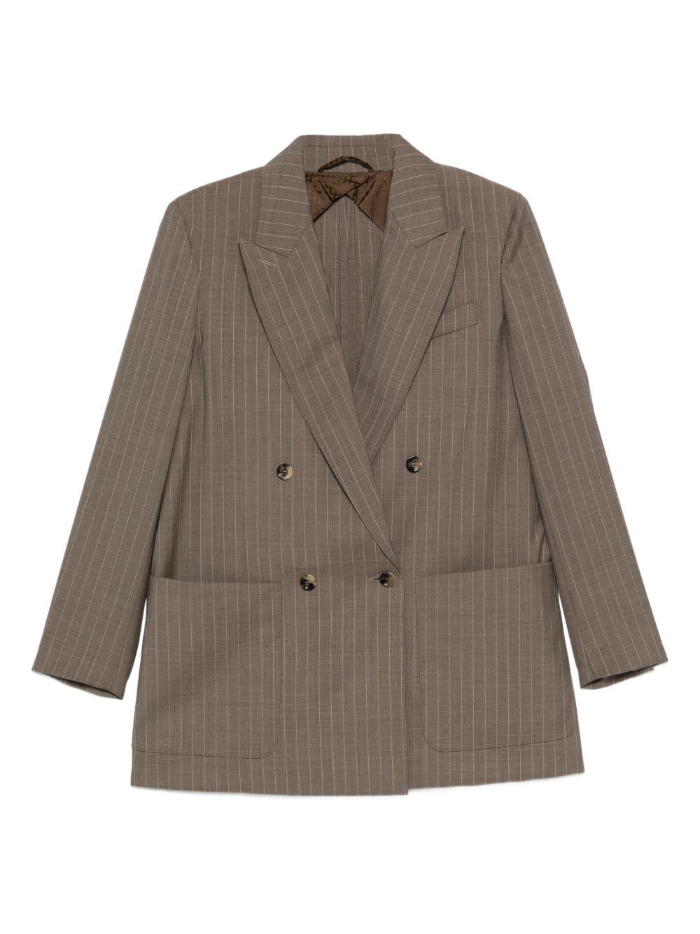 Oversized pinstripe woollen cloth blazer - Hazelnut brown 2611041061 MXMACCIAIO001 MAX MARA 