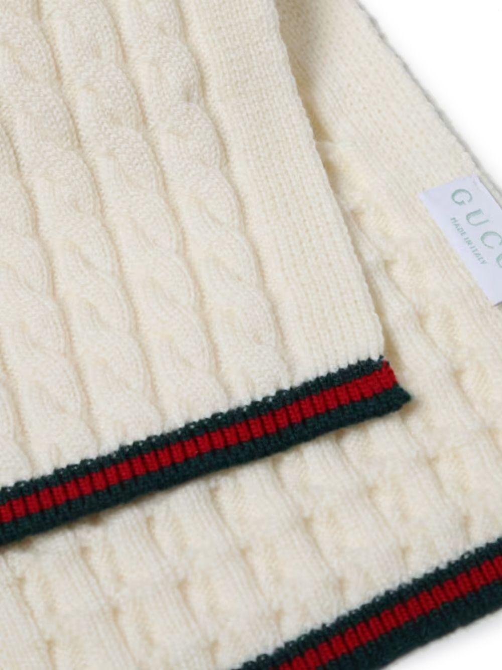 knit wool scarf with Web 828913 4K2069166 GUCCI KIDS 